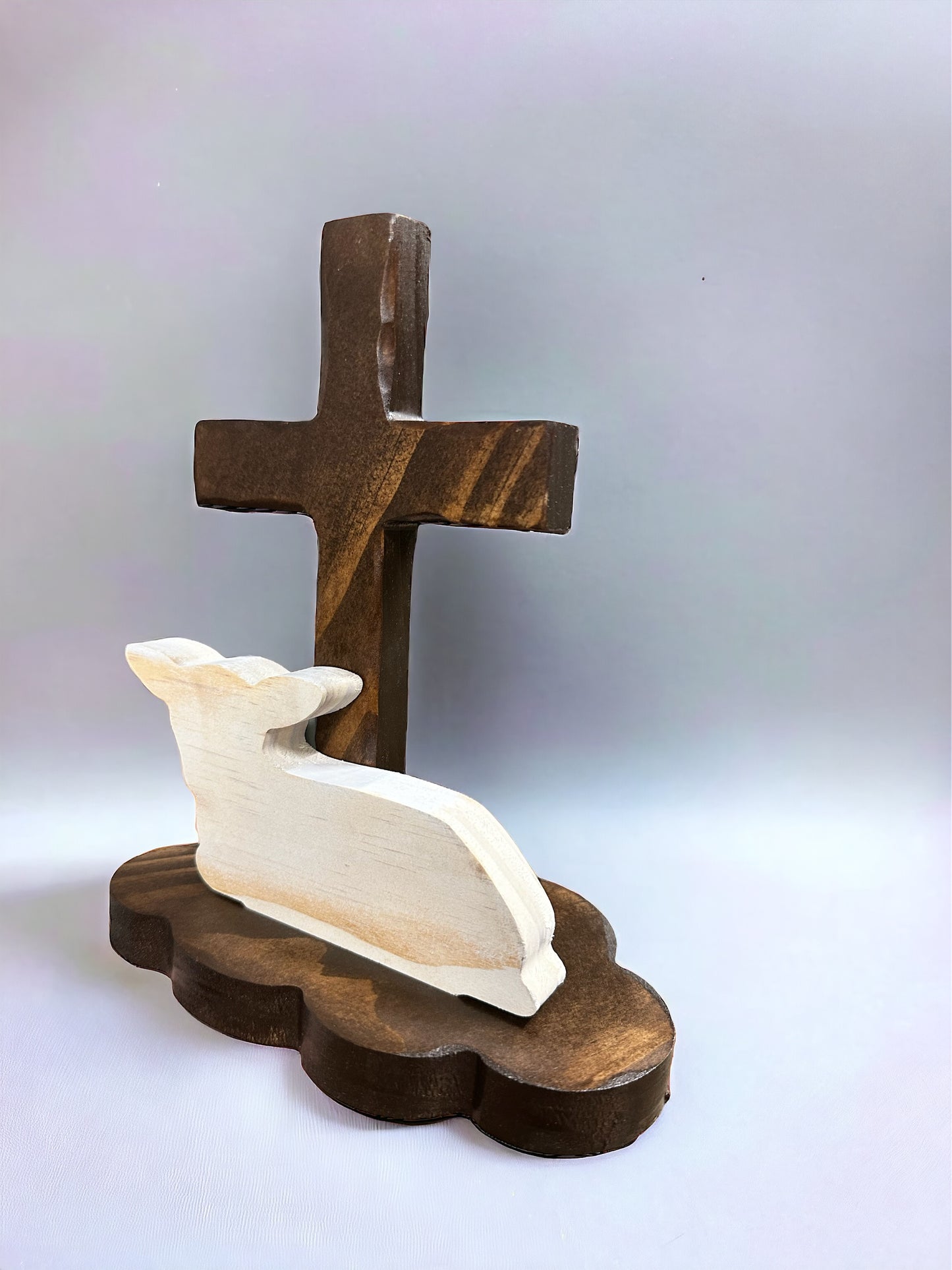 Cross and Lamb Wooden Easter Countertop Art, Easter decor Spring decor for home, shelf, table decor, Christians Easter Decor, Lamb & Cross