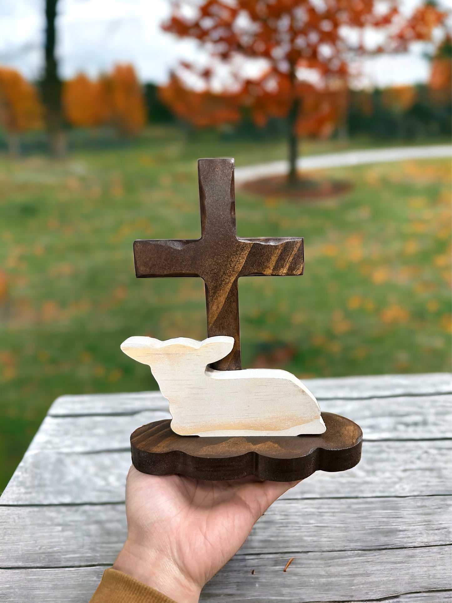 Cross and Lamb Wooden Easter Countertop Art, Easter decor Spring decor for home, shelf, table decor, Christians Easter Decor, Lamb & Cross