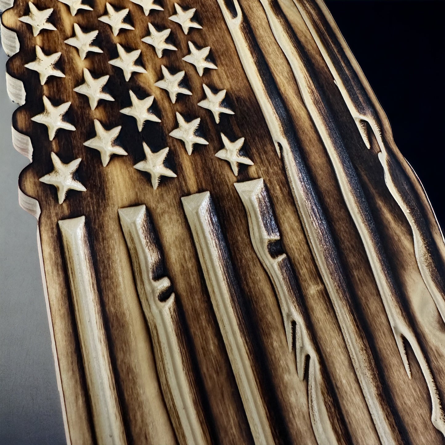 Vertical Rustic America Flag Unique Design Made From Hardwood.